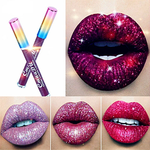 Glitter Lips Make Up Liquid Lipstick Waterproof !!
