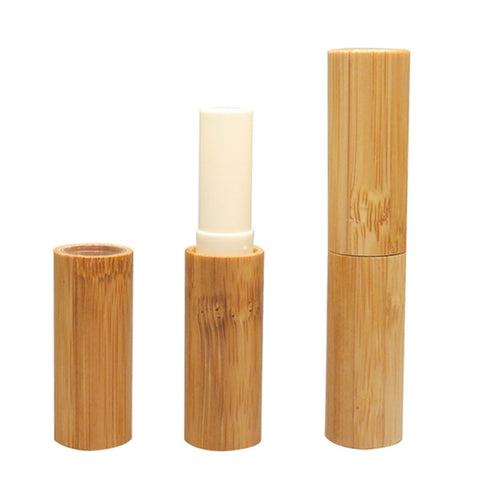 Small Makeup Empty Lip Balm Bamboo Tube Container !